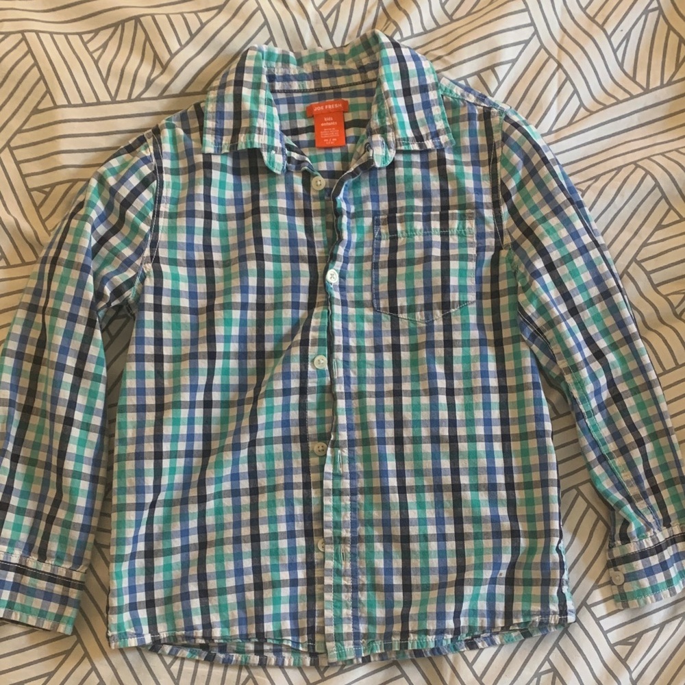 Kid’s Joe Fresh Blue & Green Plaid Button-Down Shirt